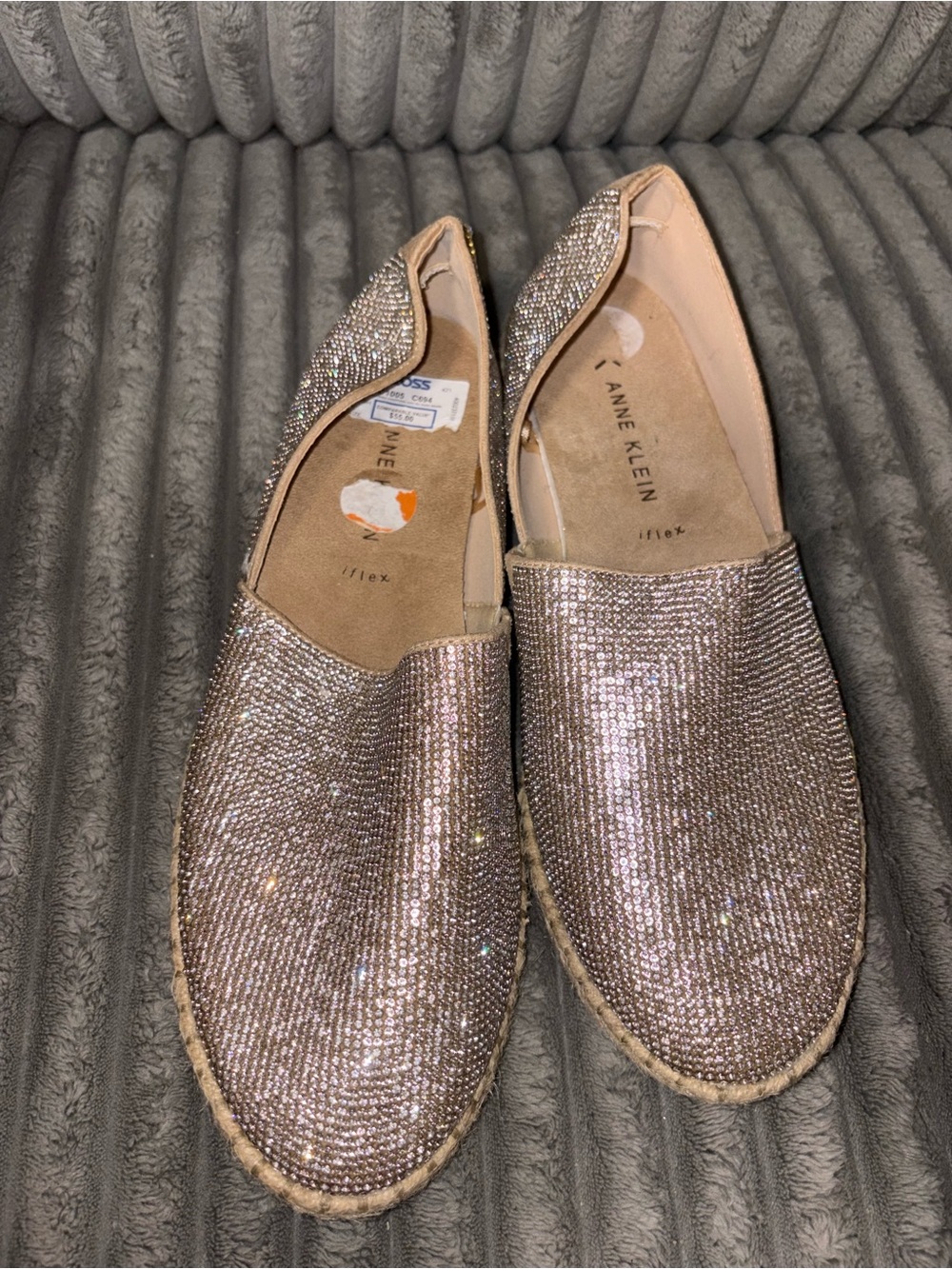 Anne Klein Metallic Rose Espadrille Slip-Ons
